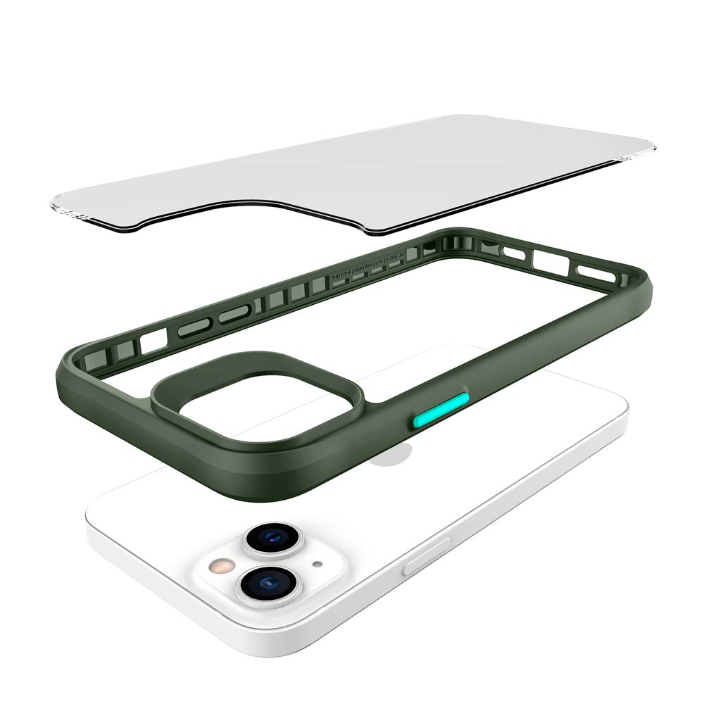 Clarity Case para iPhone 14 Transparente com Verde - Capa Antichoque Dupla