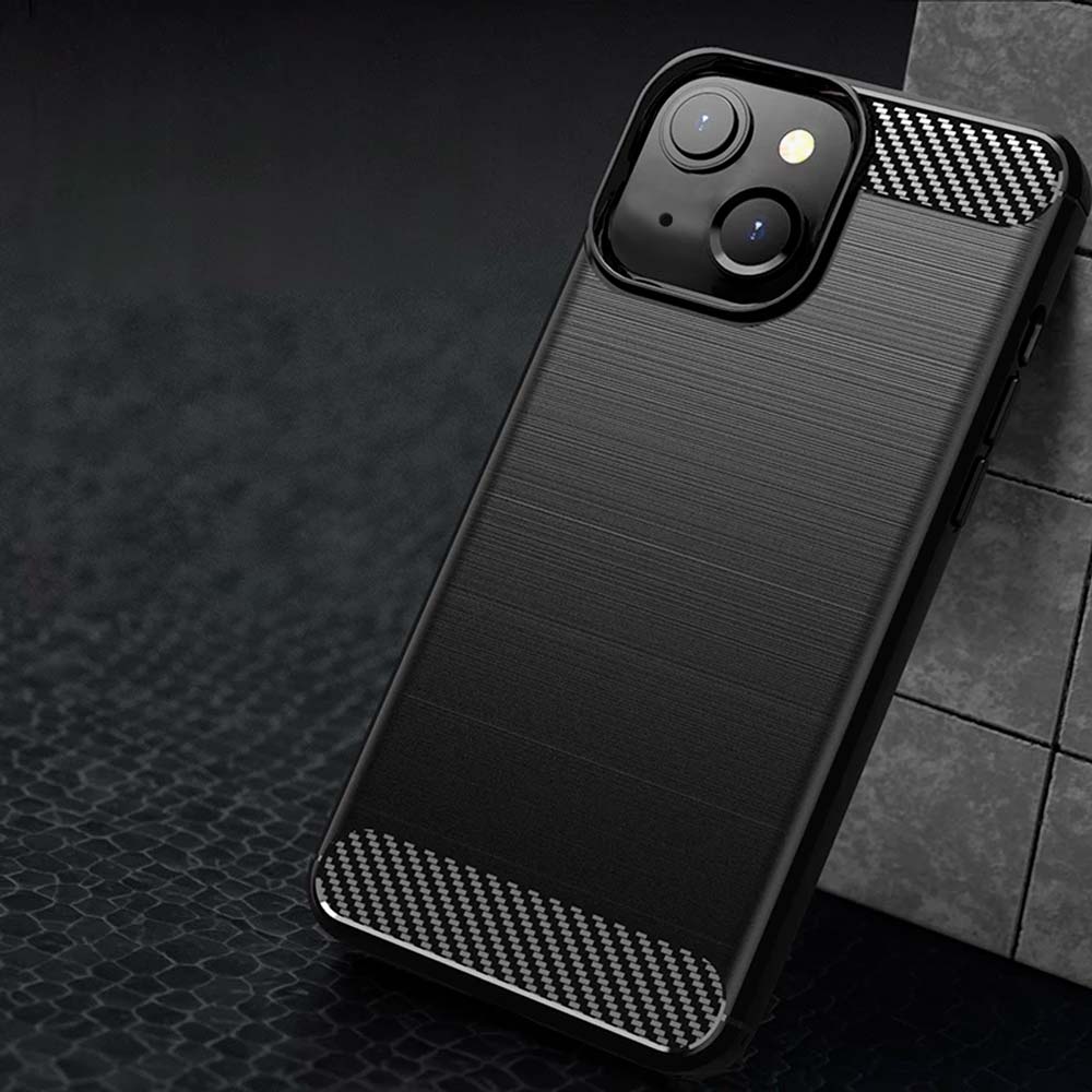 Carbon Fiber para iPhone 14 - Capa Antichoque Preta