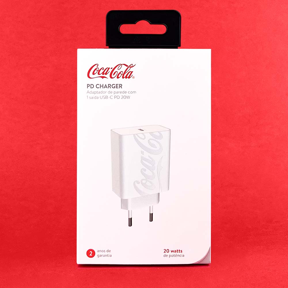 Carregador USB-C PD 20W Coca-Cola Branco