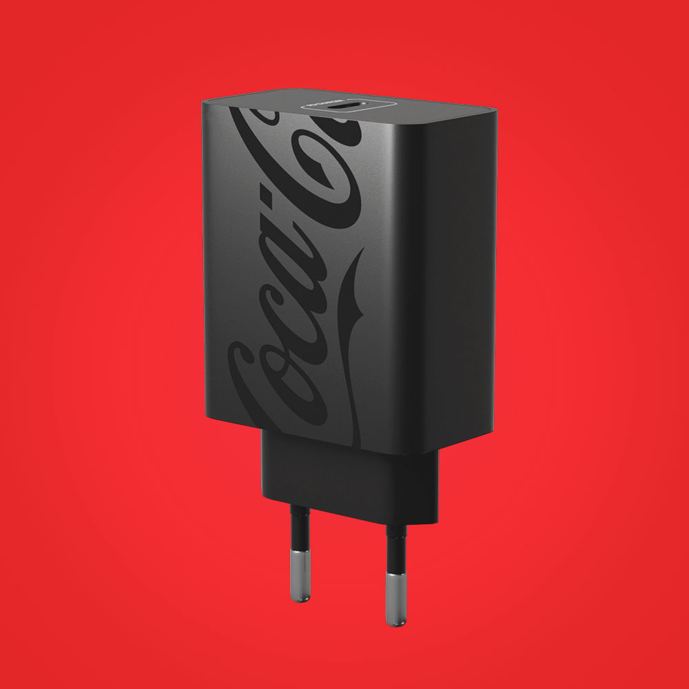 Carregador USB-C PD 20W Coca-Cola Preto