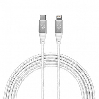 Cabo MFi para USB-C Hard Cable em Poliéster 2m Branco