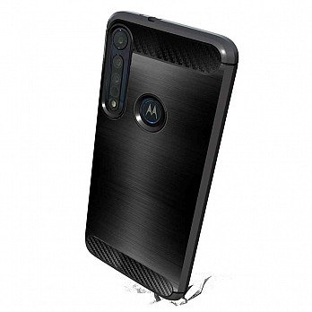 Carbon Fiber para Motorola One Macro - Capa Antichoque Preta