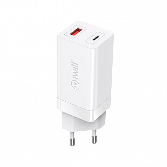 Gan Adapter 65W - Com 1 saída USB e 1 saída USB-C