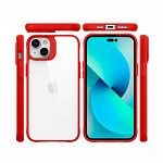 Clarity Case para iPhone 14 Plus Transparente com Vermelho - Capa Antichoque Dupla