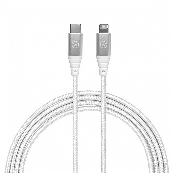 Cabo MFi para USB-C Hard Cable em Poliéster 2m Branco