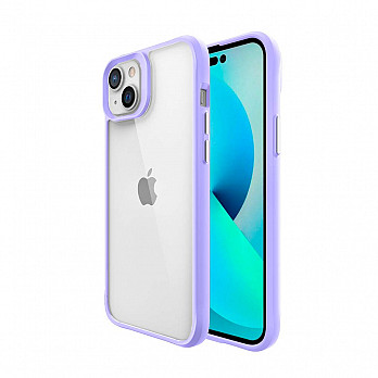 Clarity Case para iPhone 14 Plus Transparente com Roxo - Capa Antichoque Dupla