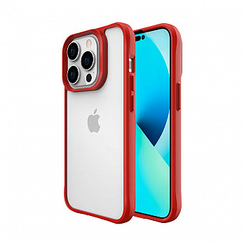 Clarity Case para iPhone 14 Pro Transparente com Vermelho - Capa Antichoque Dupla