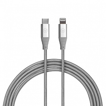 Cabo MFi para USB-C Hard Cable em Poliéster Prata