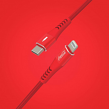 Elite Cable Coca-Cola | Cabo MFi Lightning para USB-C - Vermelho