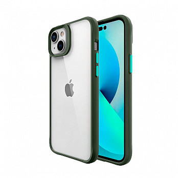 Clarity Case para iPhone 14 Plus Transparente com Verde - Capa Antichoque Dupla