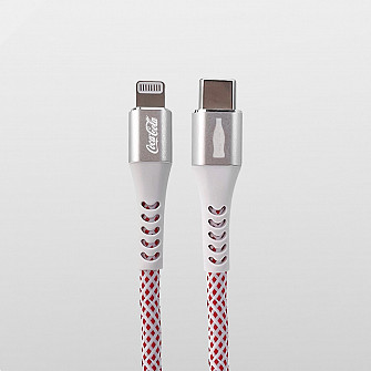 Cabo MFI Lightning para USB-C Branco | Elite Cable Coca-Cola