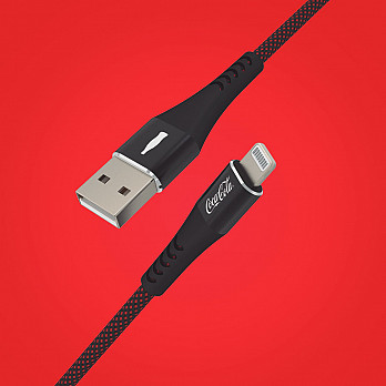Elite Cable Coca-Cola | Cabo MFi Lightning para USB - Preto