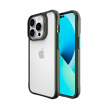 Clarity Case para iPhone 14 Pro Transparente com Verde - Capa Antichoque Dupla
