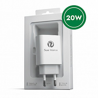 Personalize com a sua marca -Carregador USB-C PD 20W